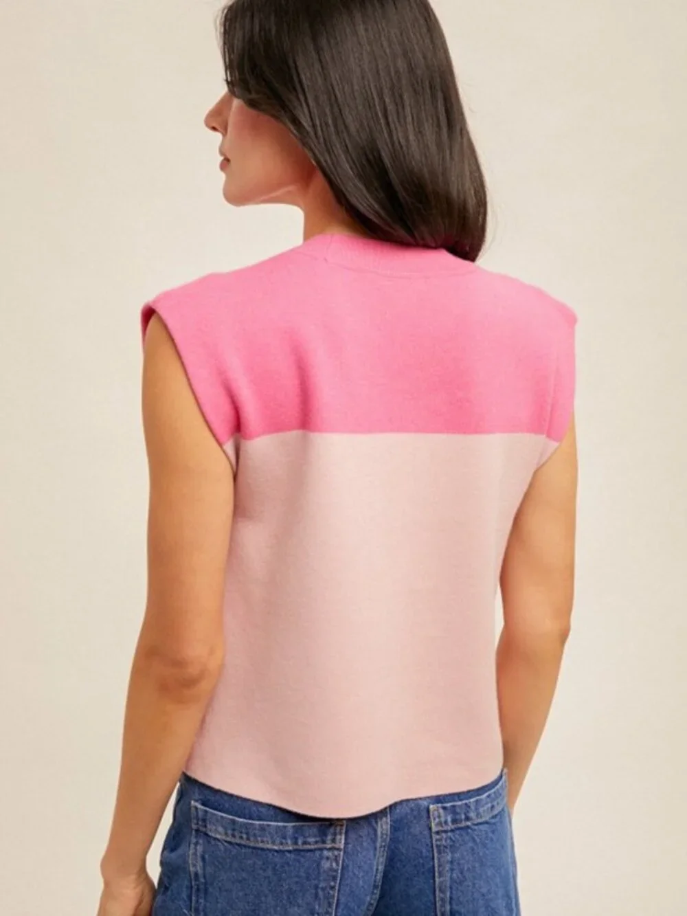Hem & Thread Pink Colorblock Muscle Tee - Picture 3 of 5